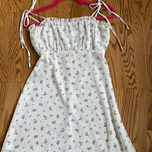 Floral White Sundress with Tie Straps